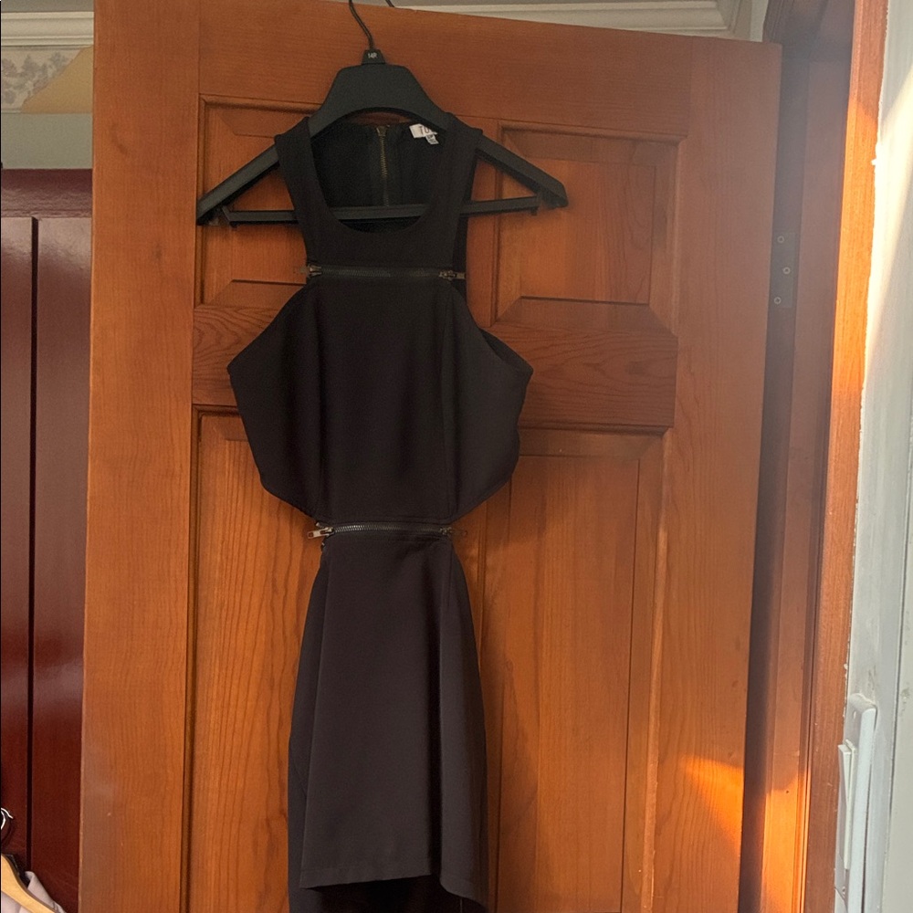 Tobi Black High-Low Cutout Halter Dress